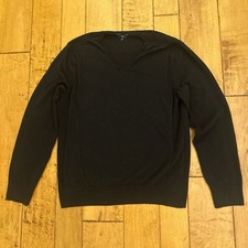 Gap Mens Black Knit Pullover Sweater V-Neck L...