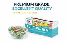 Premium Clear Plastic Wrap 12 18 24 x 2000ft BPA-Free Food Safe