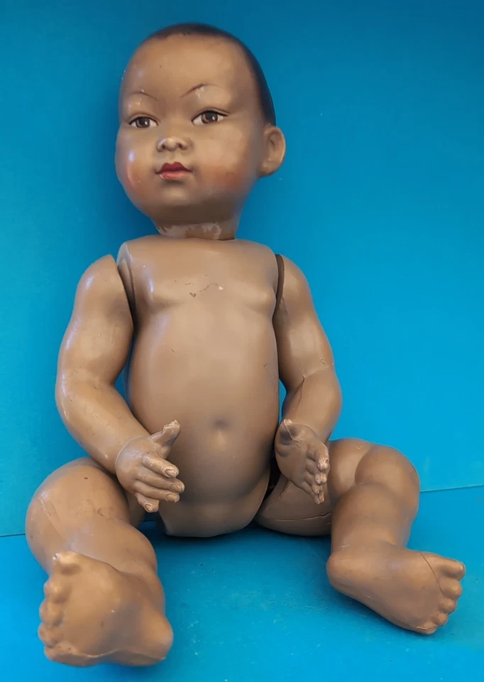 Poupée baigneur  ancien Petitcollin Celluloïd Asiatique taille 50 - Photo 2/4