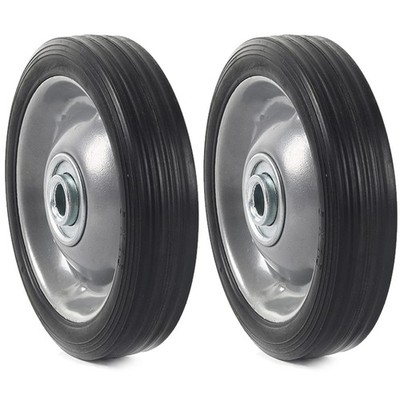 AR-PRO (2-Pack) 5'' x 1.2'' Flat Free Solid Rubber Wheel Assemblies - Replaceme...