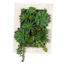  White Artificial Succulents Hanging Plants Large Rectangle Wall Style 2