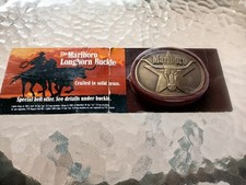 Vintage Original Solid Brass Marlboro Longhorn Belt Buckle NOS Philip Morris