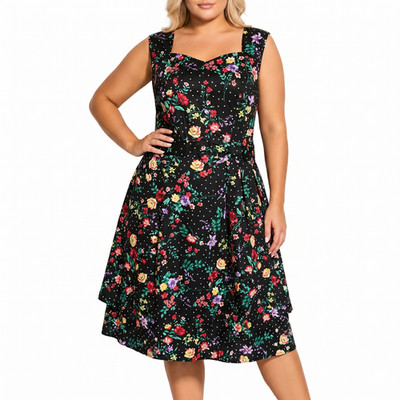 Joe Browns Kleid Sommerkleid Cocktailkleid schwarz gemustert (035) (828)