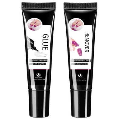 MAGIC ARMOR 15g Semi Solid Nail Glue with 15g Remover for Press On Nails Tips Ge
