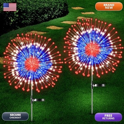 Sakayo 4th July Decorations Outdoor Solar Lights, 2 Pack Solar Firework Lights