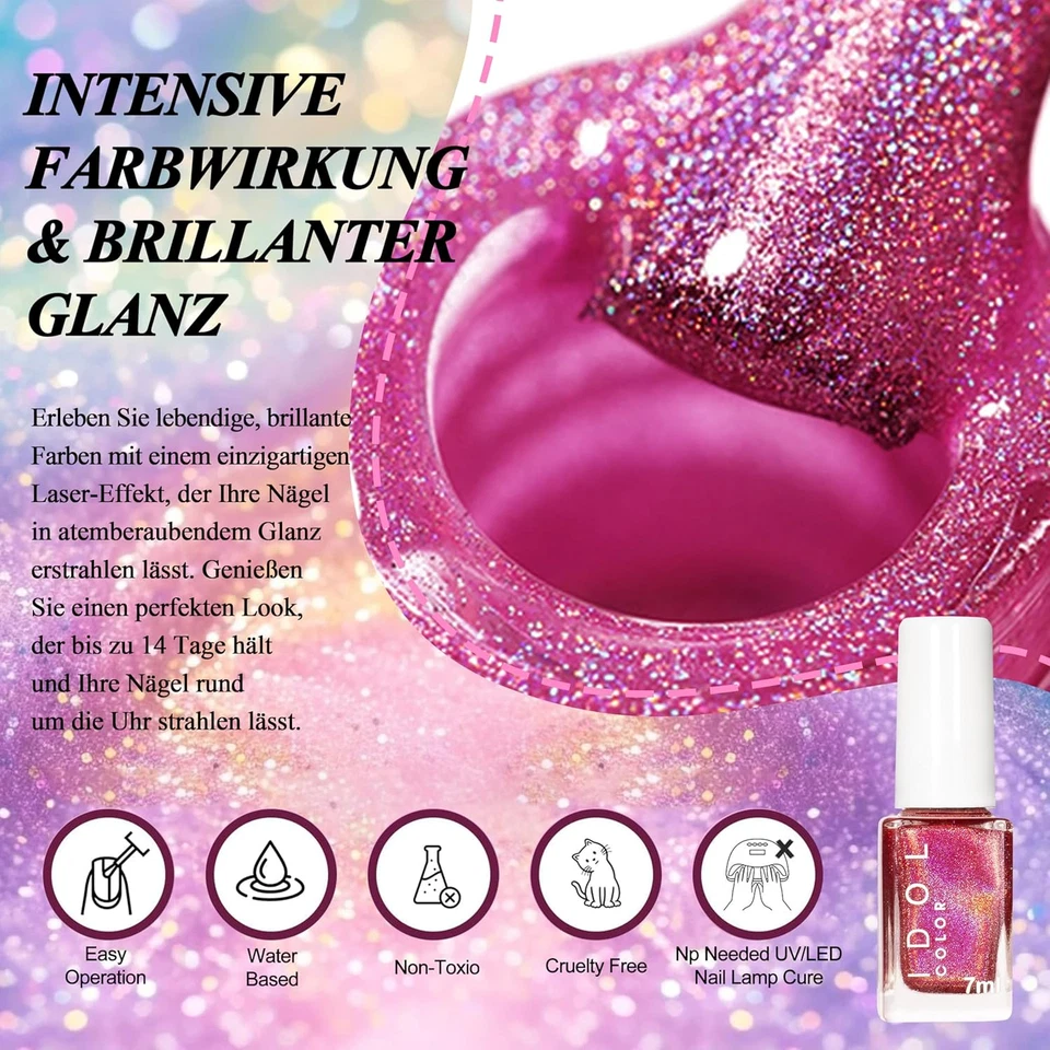 Rot Schimmer Nagellack Chrom holographischer Lasereffekt 7ml - Bild 2 von 4