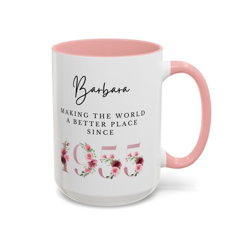 70th birthday mug 1954 floral gift for her mom grandma personalized coffee cup - Picture 32 of 33