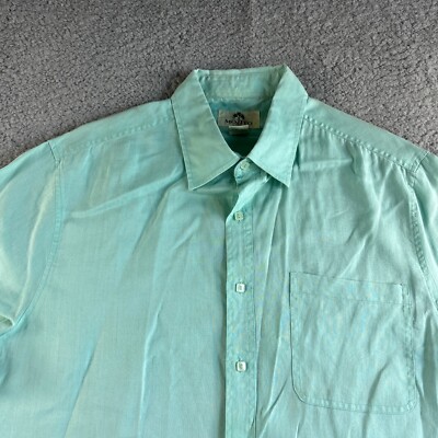 Mojito Shirt Mens Extra Large Blue Teal Button Up Linen Short Sleeve Aloha Beach