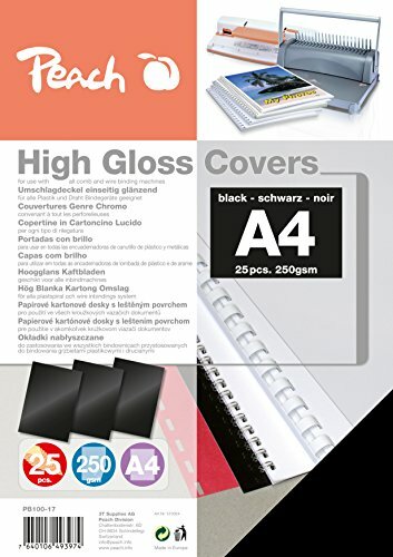 Peach High Gloss Cover Sheets, 250 gsm, A4, black, 25 sheets (e4H)