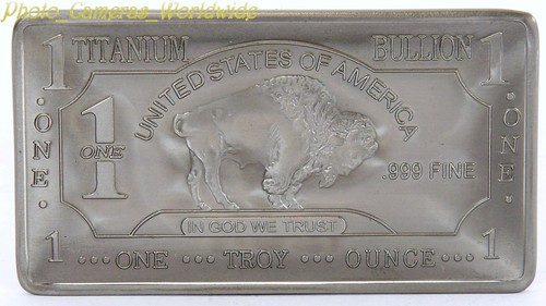 Titanium 1 Oz 999 Fine Titanium Investment Bullion Bar 1 Troy Ounce Buffalo Ebay
