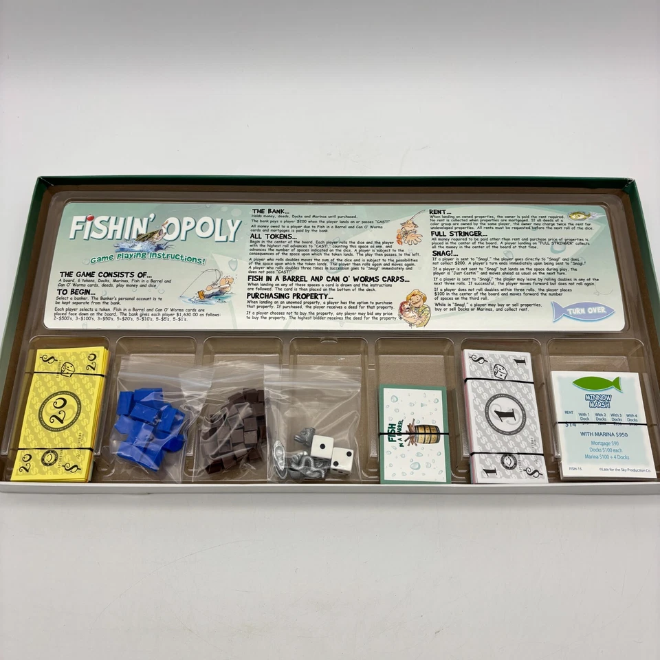 Fishin Opoly COMPLETE Late for the Sky Fishinopoly Fishing Outdoors Lake Cabin - Image 4 of 4