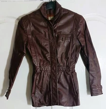TOFF LONDON Women's Vintage Brown Real Leather Jacket Size 12