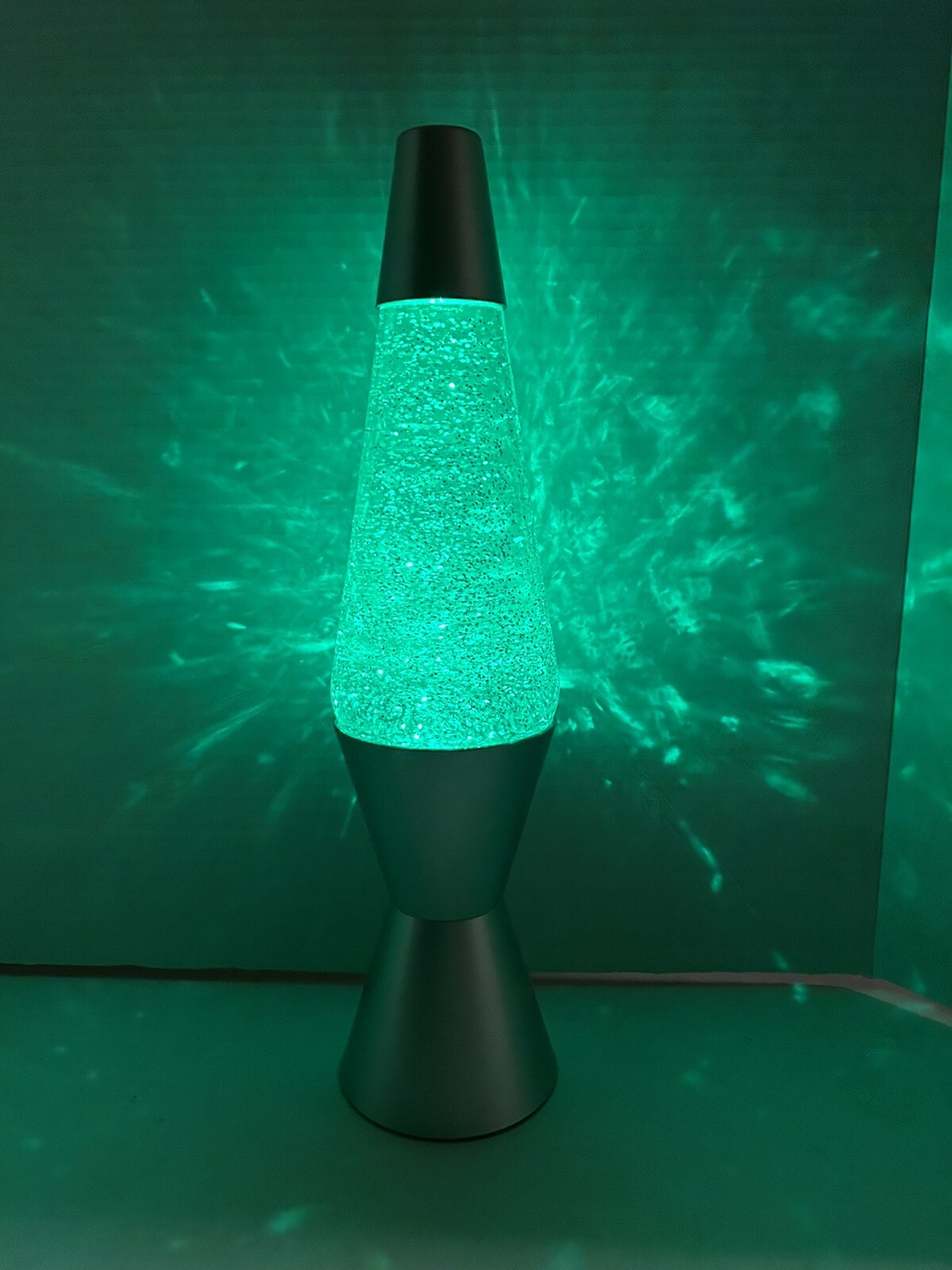 14.5” Color Phasing Vortex Glitter Lava Lamp Silver Base Red Blue Green