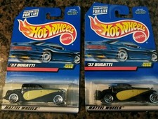 (2) Bugatti Mattel Hot Wheels 1937 Collector No. 1098 Die Cast Car