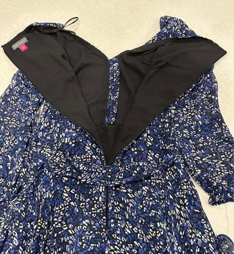 New Vince Camuto Women's Tie Waist Long Sleeve Maxi Dress Imperial Blue XXS - Picture 5 of 10