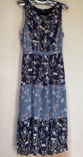 Lucky Brand Women's Floral Sleeveless Maxi Dress Small Navy Fully Lined Casual