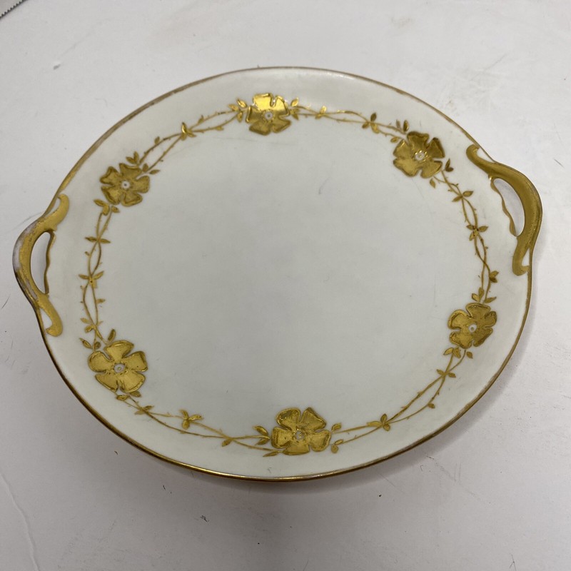 Porcelain Nappy Dresser Tray Signed Doyle Hand Painted Gold Gild Antique 1916