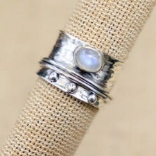 Moonstone Gemstone 925 Sterling Silver Spinner Ring Jewelry For Women Gift E-662