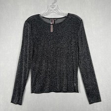Victoria's Secret Black Sheer Top Womens XS Long Sleeve Metallic Whimsigoth Nwt