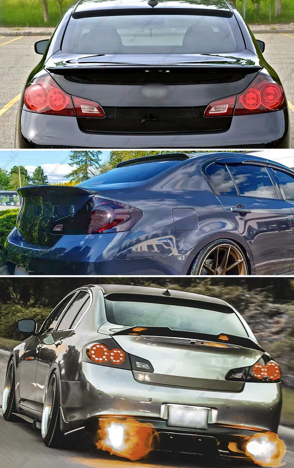 FOR 07-15 INFINITI G35 G37 SEDAN JDM STYLE GLOSS BLACK REAR ROOF WINDOW SPOILER Foto 2 de 4