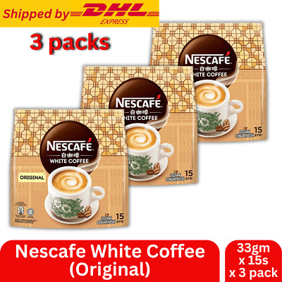 New Delicious Nescafe White Coffee Original  15 sticks x 33g - 3 Packs For Party