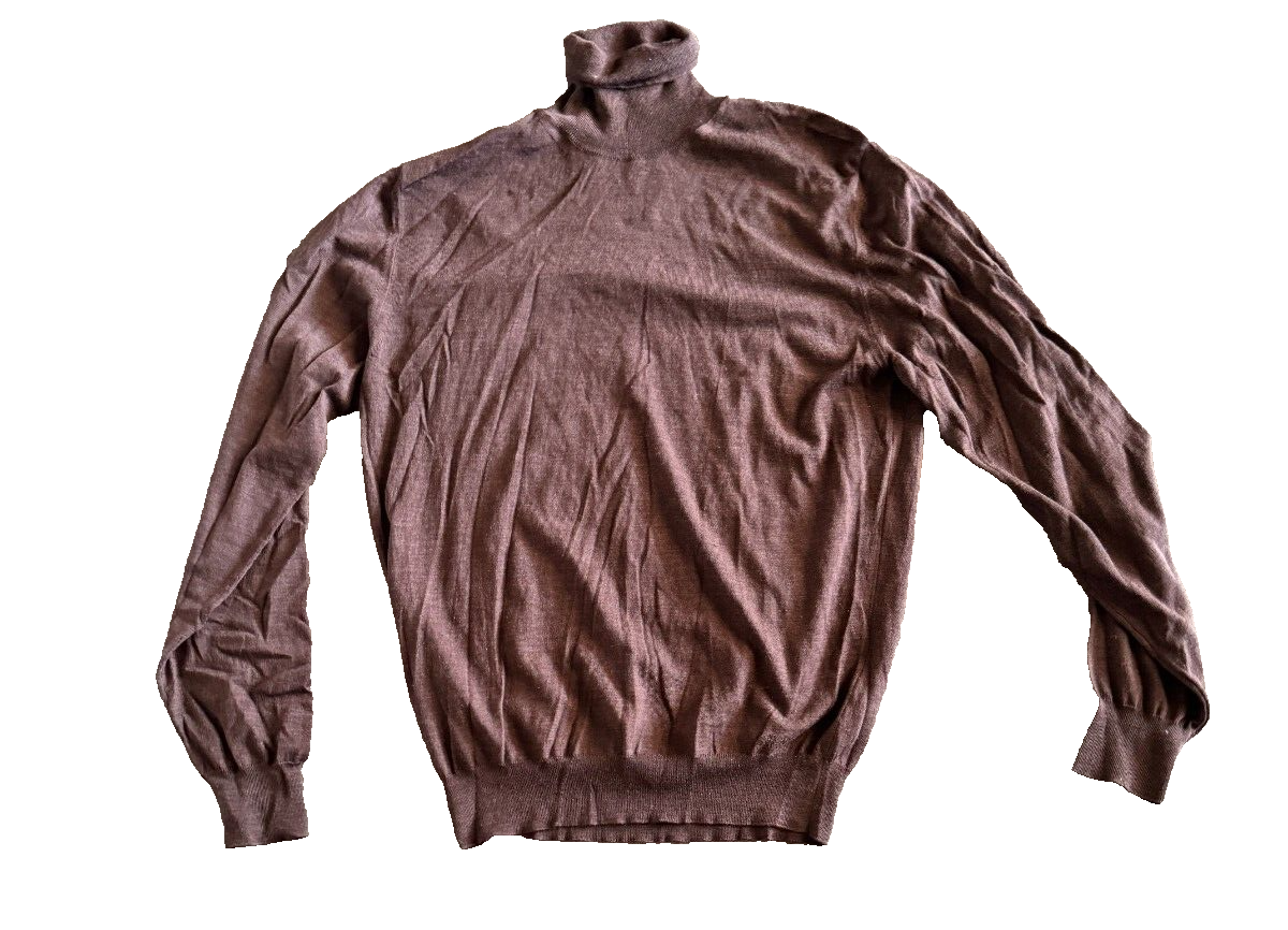 Vintage Yves Saint Laurent Rive Gauche YSL 100% lana marrone scuro collo tartaruga XL