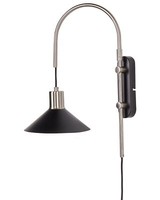 Wandleuchte Metall Schwarz/Silber Kegelform 1-Flammig Gebogen Mit Schalter Sissa