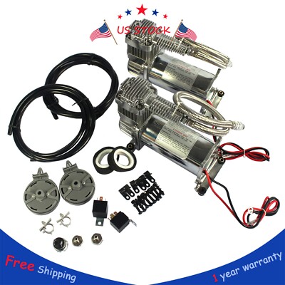 12 Volt Carmocar Dual Chrome 440C 200 PSI Air Compressor Kit 440C AIR
