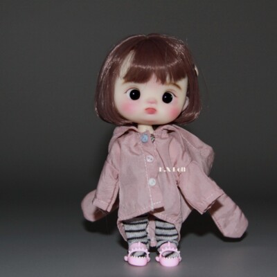 Cute 1/8 BJD Doll 15cm Girl Resin Eyes Face Makeup Wigs Full Set Figure Toy Gift