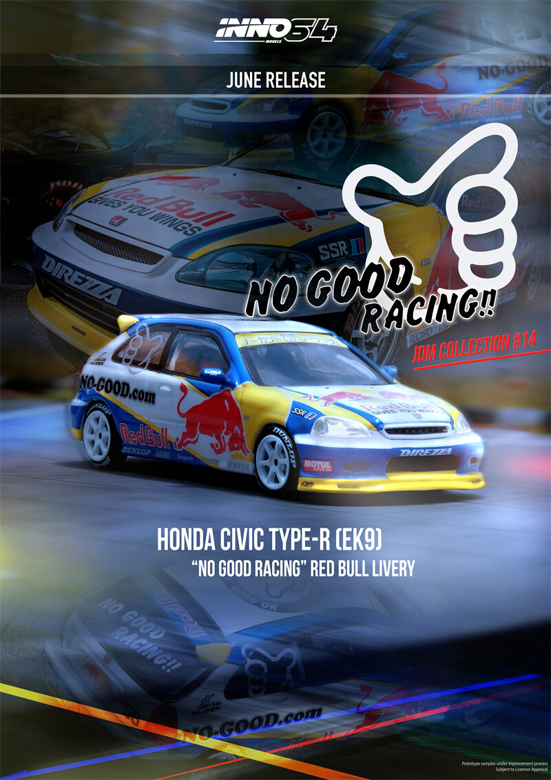 INNO 1:64 CIVIC Type-R (EK9) NOGOOD RACING RB Livery Diecast Model