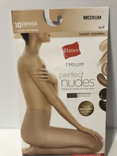 Hanes Premium Perfect Nudes Pantyhose w/Tummy Control Transparent Size Medium