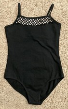 Girls Arshiner Black Leotard with Decorative Neckline Size 160 US 14