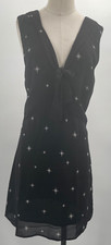 REFORMATION Women's V Neck Cap Sleeve Constellation Star Print Oyster Mini Dress