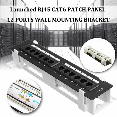 Cat6 12 Port Pro RJ45 Mini Patch Panel 110 Network w/ Surface Wall Mount Bracket