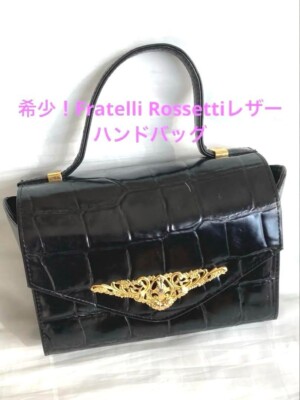 Fratelli Rossetti Handbag Purse Satchel Leather in Black USED Good Condition JPN