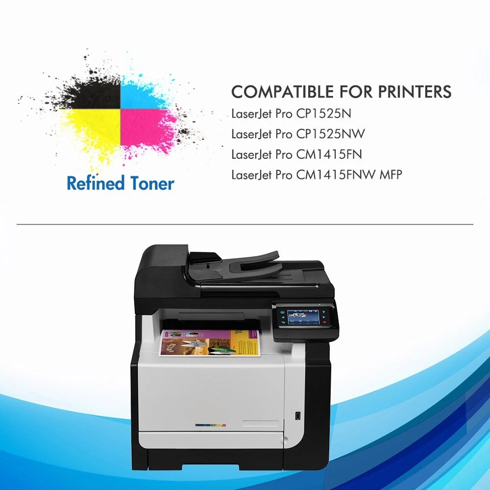 Conjunto 4 peças CE320A para toner colorido HP 128A LaserJet Pro CM1415fnw CP1525 M251nw M276 - Imagem 2 de 4
