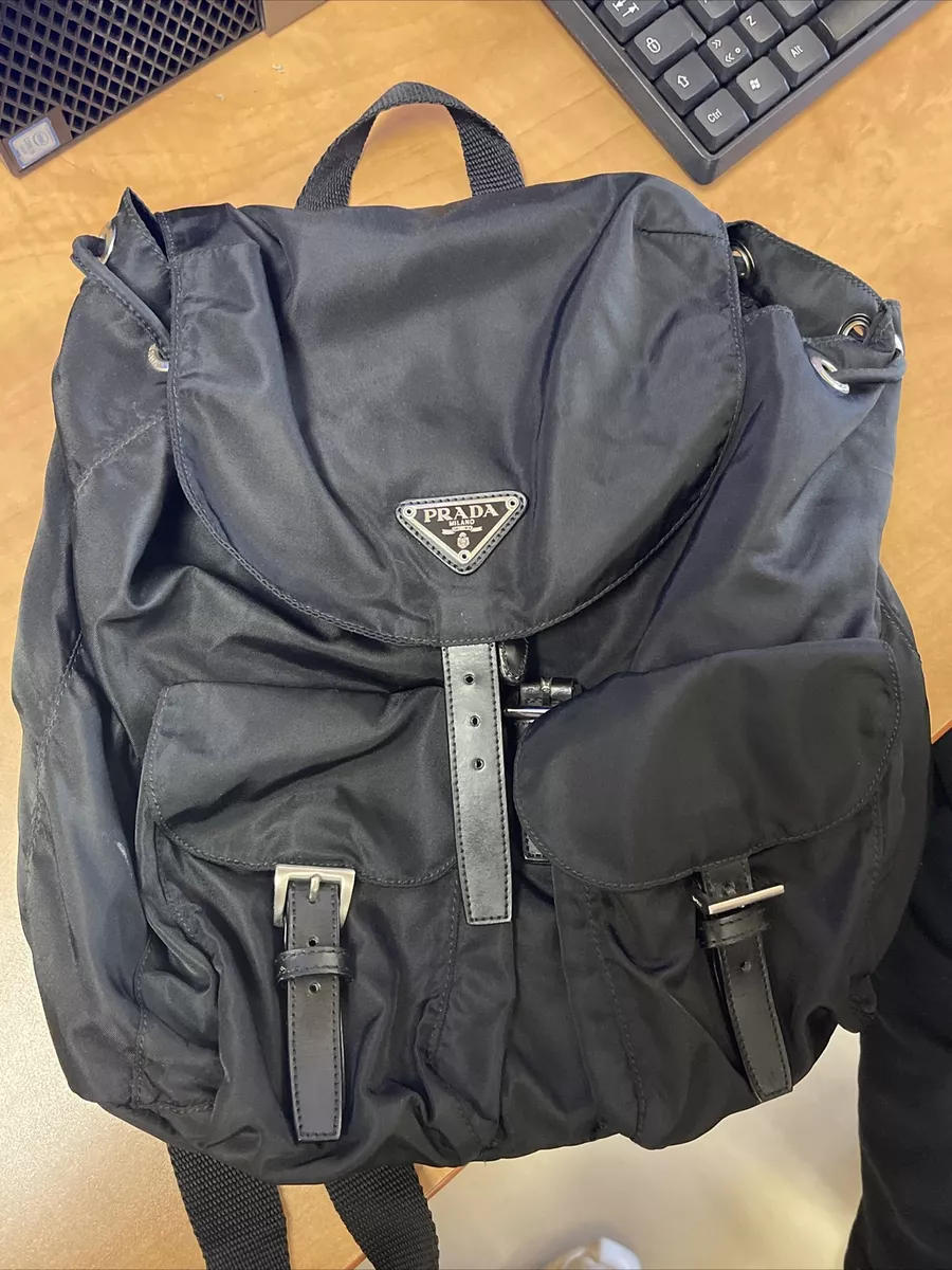 prada nylon backpack black