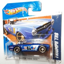 Hot Wheels TRIUMPH TR6 Blue Faster Than Ever 2011 129/214 Car 1:64 SHORT CARD