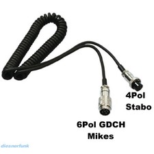 Mikrofonadapter 6pol GDCH Mikes > 4pol Stabo Geräte Spiral CB Funk 1-2M Kabel