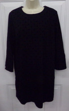 Old Navy Womens Size Large Black With Black Dots Shift Dress Bell Sleeve