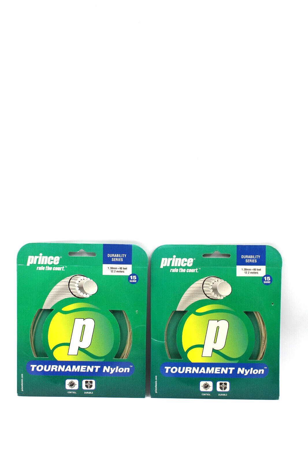 Pack of 2 Prince Tournament Nylon 15G 15 Gauge 1.38mm 40ft Tennis