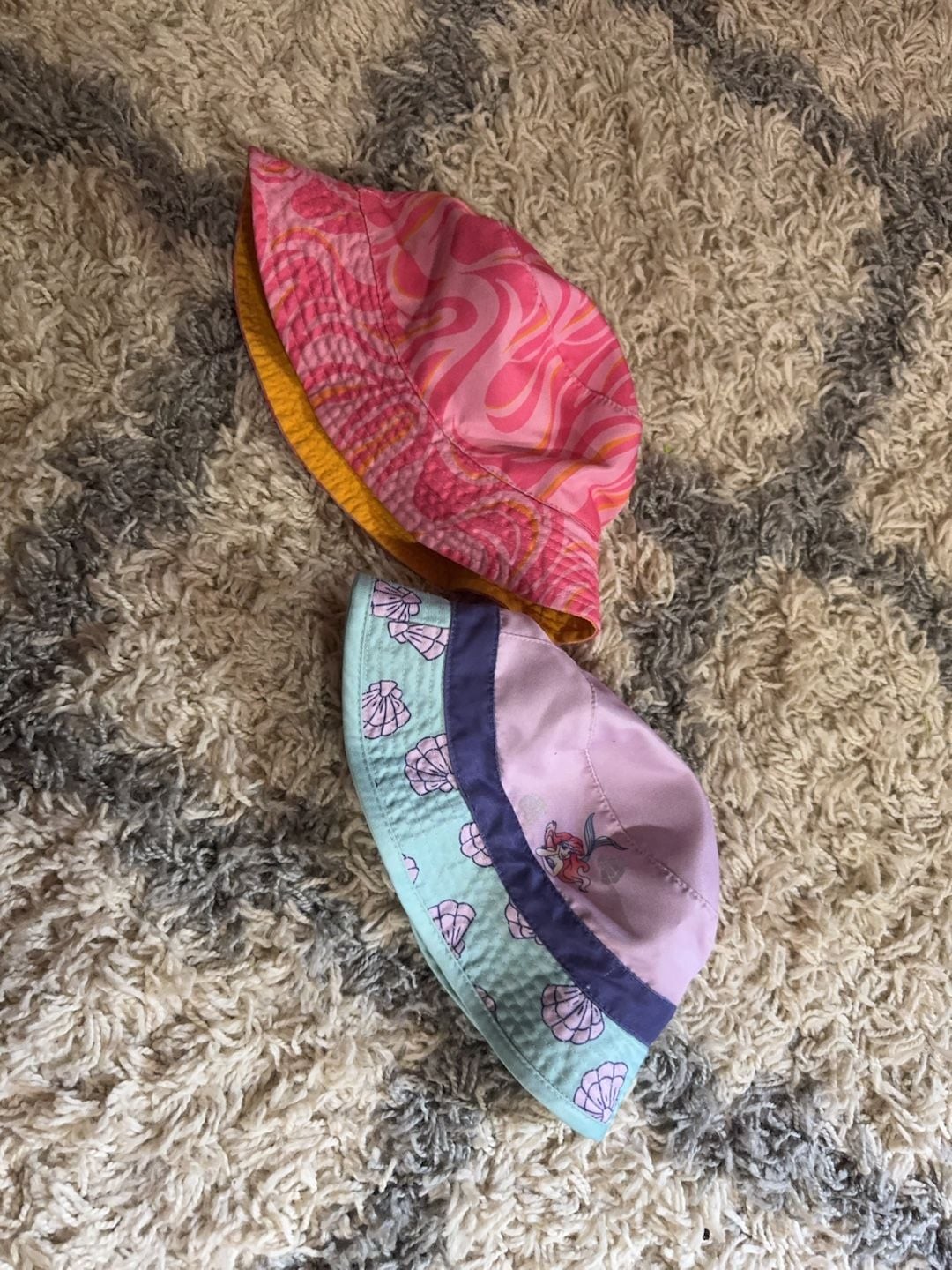 Lot of 2 Disney Princess Reversible Bucket Hats toddler one size