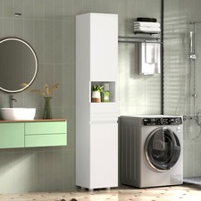 Tall Bathroom Storage Cabinet Freestanding Slim Bathroom Cabinet Cupboard White
