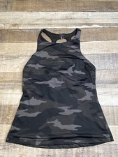 Athleta Square Neck Bra Cup Swim Tankini Top Vacation Camo Gray Size 36 B/C