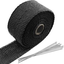 2" x 16 Ft Exhaust Heat Wrap Roll, Manifold Heat Wrap Fiberglass Heat-Black