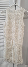 Womens Ann Taylor LOFT Off-White Sleeveless Dress w/Scalloped Crochet Lace 2P