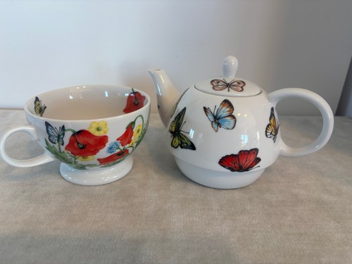Taitu Papaveri Teeset TEA FOR ONE mit Blüten und Schmetterlingen 3-teilig - Bild 2 von 8