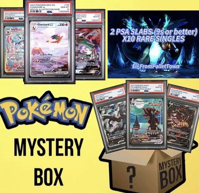 $150 Pokemon Mystery Box- 2 PSA Graded Slabs + 10 Rare Cards NM, PSA9s Or Better