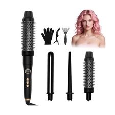 Ukliss 3 in 1 Curling Iron Set, Heated Round Brush for Straightenin... Fast Ship