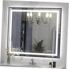 40x36 LED Lighted Bathroom 40"L x 36"W Led Bathroom Mirror With Black Frame